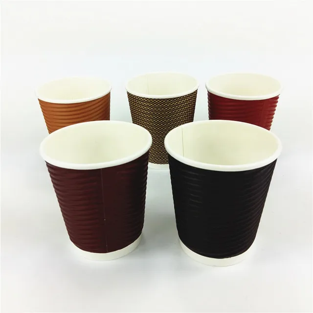 1000pcs 10oz Kraft Brown Ripple Wall Disposable Paper Coffee Cups 1000pcs 10oz Kraft Brown Ripple Wall Disposable Paper Coffee Cups Black 5