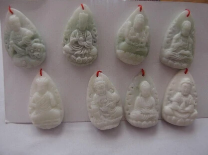 

Free shipping >>@>> hot sell Natural Hand-carved Chinese Guanyin 8 Piece jade pendants