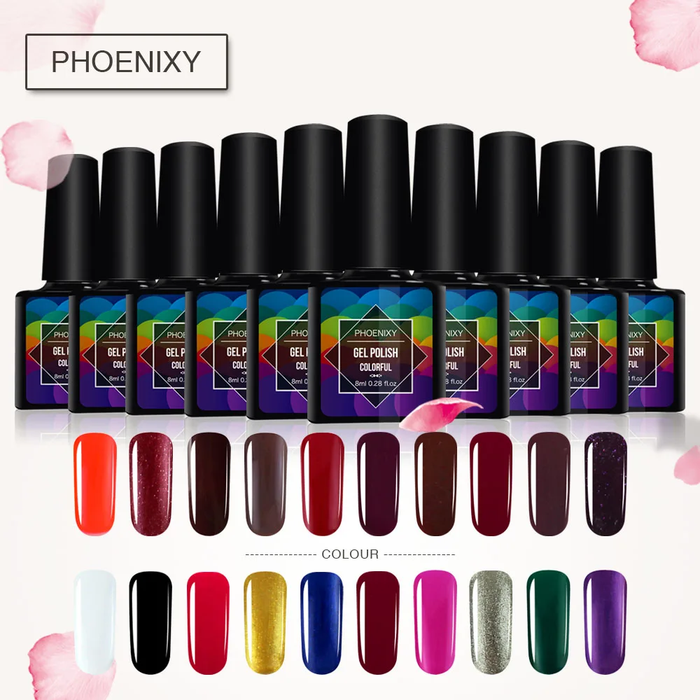 Phoenixy 8 пилка для ногтей 44 разноцветный гель для ногтей лак личная гигиена Лаки Однотонная одежда лак для ногтей, маникюр гель маникюрный лак