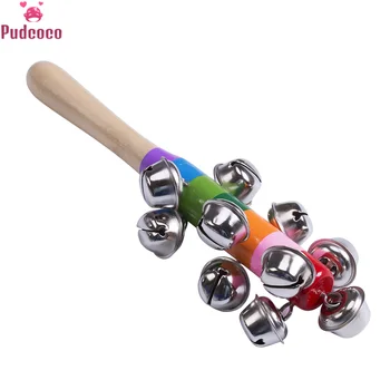 

2018 New Toddler Infant Newborn Baby Kid Rainbow Pram Crib Handle Wooden Bell Stick Shaker Rattle Toy Baby Gift