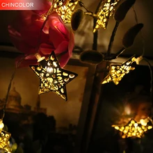 1.2/2.2 м Праздничные огни 5.2 см Металл пятиконечная светодиодные Строка Батарея работает Рождественский weddingr сказочные украшения DA