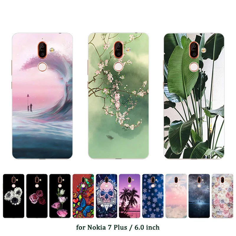 

Soft Silicone Cover for Nokia 7 Plus Coque 6.0 inch for Nokia7 Plus Coconut Printed Phone Cases Clear TPU Case for Nokia 7+
