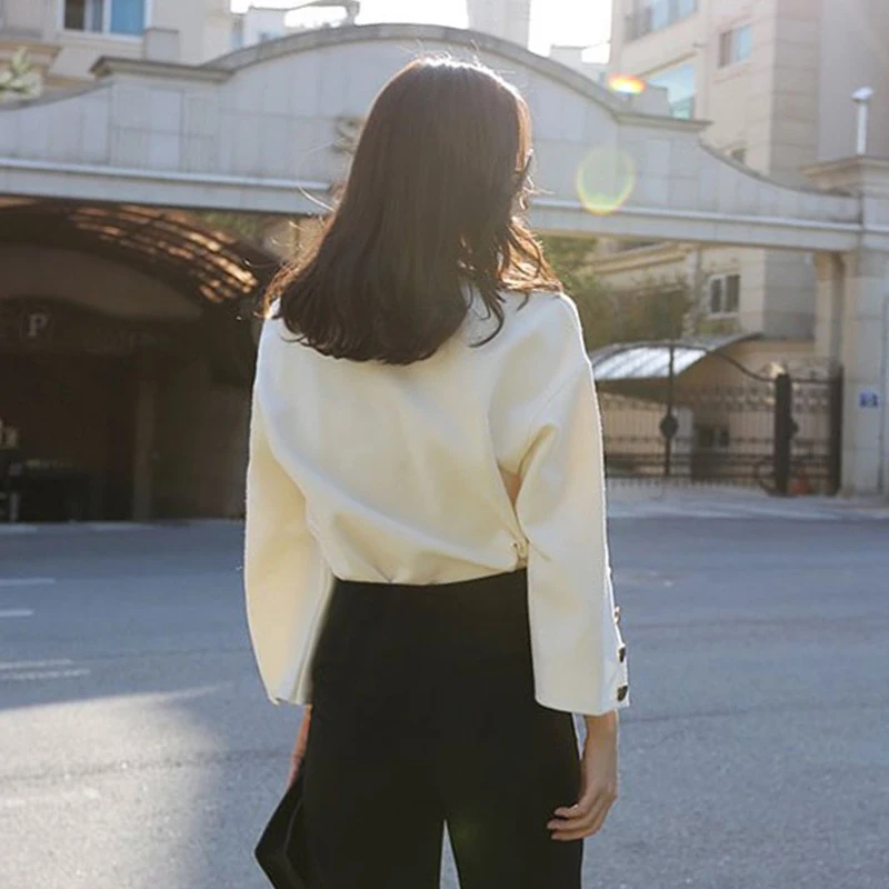 [CHICEVER] 2019 Autumn Flare Sleeve Split O-neck Lady Female Tops Women Sweater Clothes New Fashion Korean New