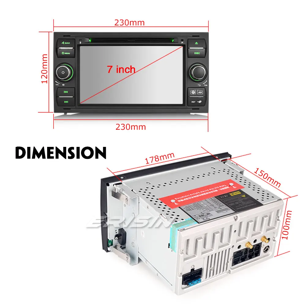 Erisin ES7431FB 7 &quotAndroid 8 0 4G ram автомобильный DVD gps видеорегистратор с радио DAB + OBD для Frod