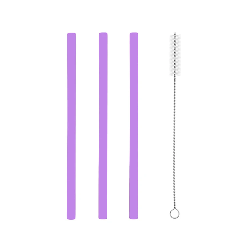 3 шт./лот многоразовые, для питья соломы экологически чистые силиконовые соломинки с чистящей щеткой для дома вечерние аксессуары для бара - Цвет: Upright Purple