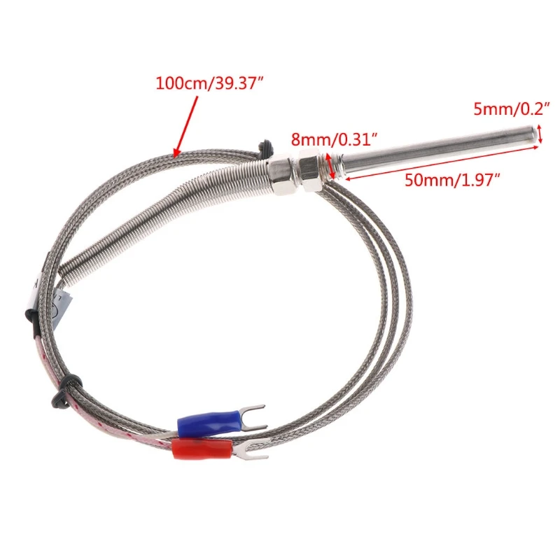 1 м К-тип термопары зонд 5 мм x 50 мм 2 провода M8 резьба 3.3Ft датчик температуры