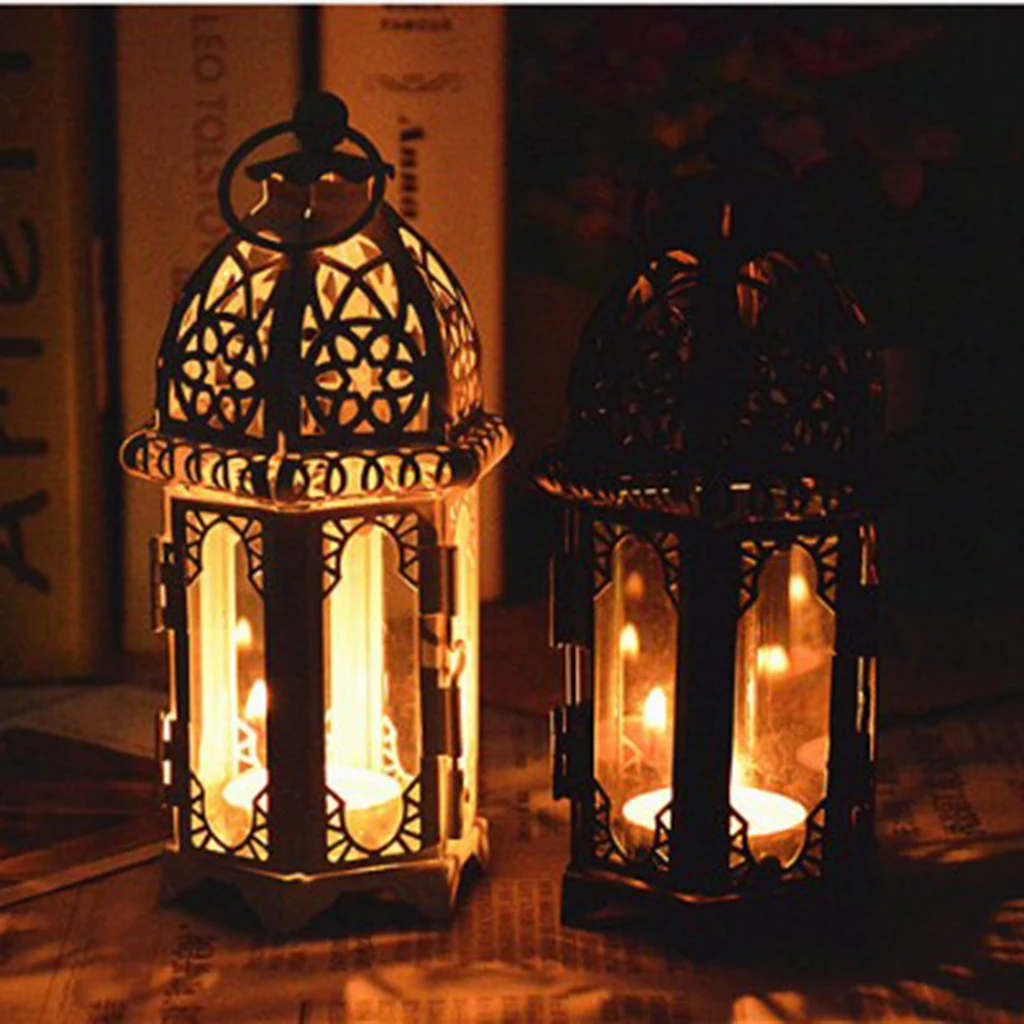 Clear Glass Moroccan Style Candle Lantern Tealight Candle Holder Candlestick for Wedding Party Decor