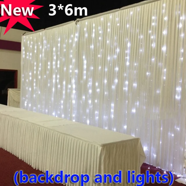 Free Shipping 3 6m White Ice Silk Wedding Backdrop Curtain With Led Free Shipping 3 6m White Ice Silk Wedding Backdrop Curtain With Led Lights For Decoration Lighted