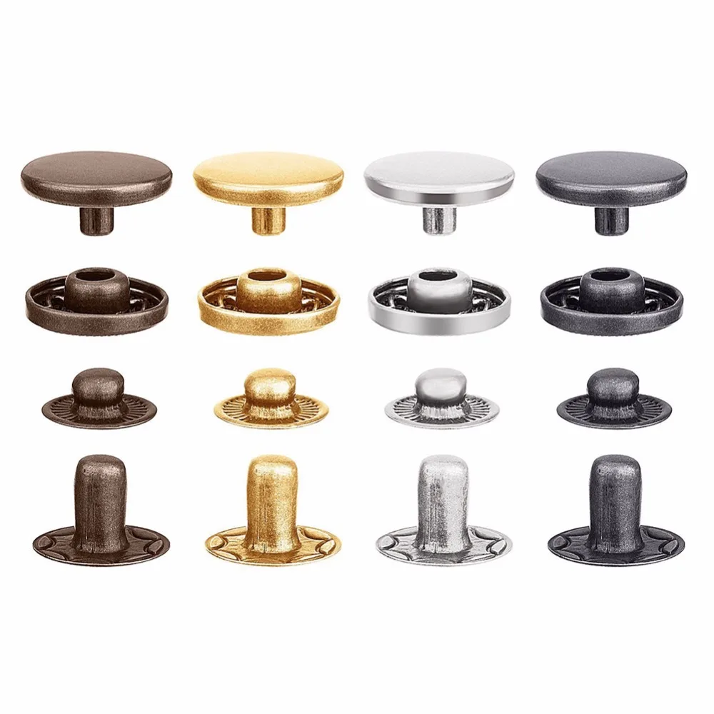 Beste 40 120 Pcs 4 Kleuren Drukknopen Lederen Snaps Knop Kit Jeans Drukknopen Met 4 Stuks Fixing Gereedschap, 12.5 Mm In Diameter