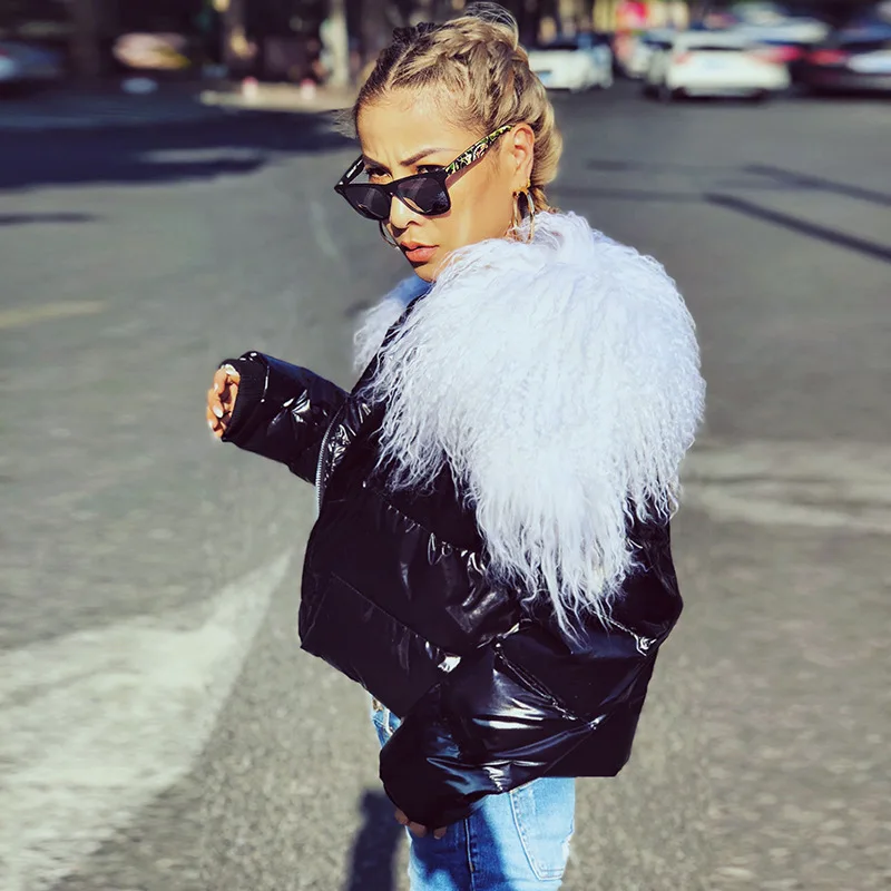 90% duck down coat fashion brand big natural goat fur down coats jackets women winter great quality short warm down coat wq444