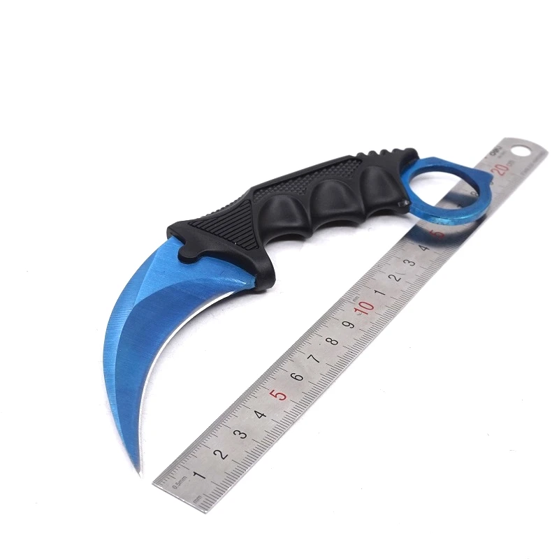 Cs go Karambit нож охотничий походный карманный нож выживания тактический открытый EDC инструменты фиксированное лезвие csgo коготь ножи - Цвет: Синий