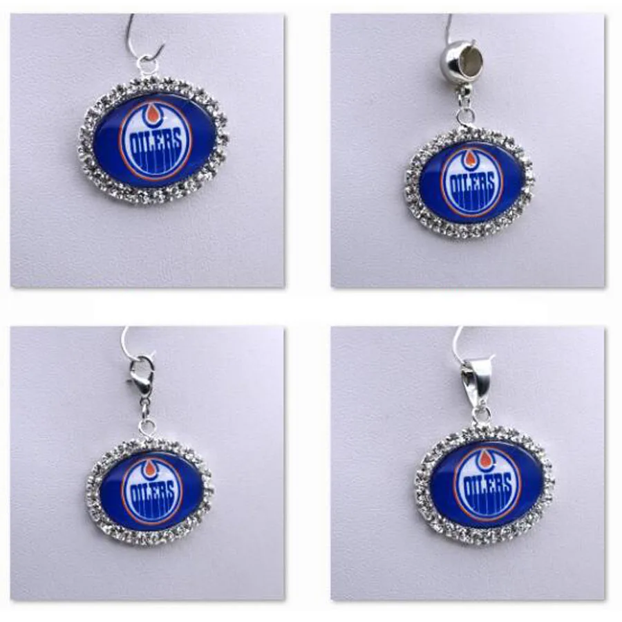 Pendant Charms Rhinestone NHL Edmonton Oilers Charms for Bracelet Necklace for Women Men Ice