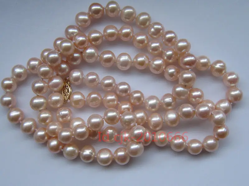 

Free Shipping >> Excellent luster 33" 9-10mm REAL NATURAL south sea GOLD PINK pearl necklace 14K