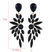 Новые европейские преувеличенные модные серьги в виде листьев женские украшения, серьги завод черный крутой Блестящий Кристалл Длинные Серьги дропшиппинг