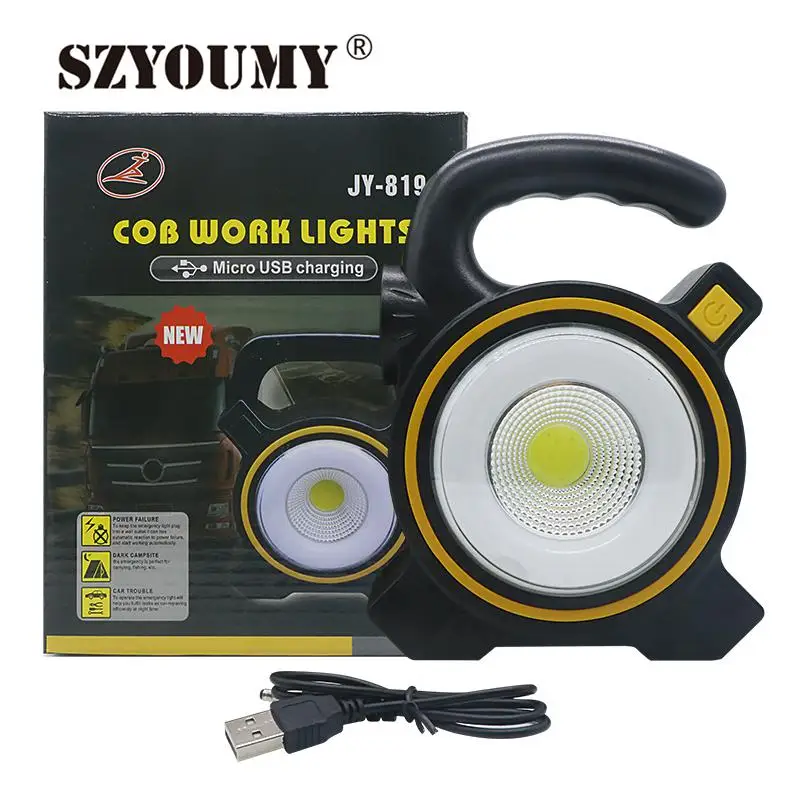 

SZYOUMY Handheld Portable Lantern USB Rechargeable COB LED Solar Flashlight Work Lamp 3 Modes Outdoor Tent Light Searchlight