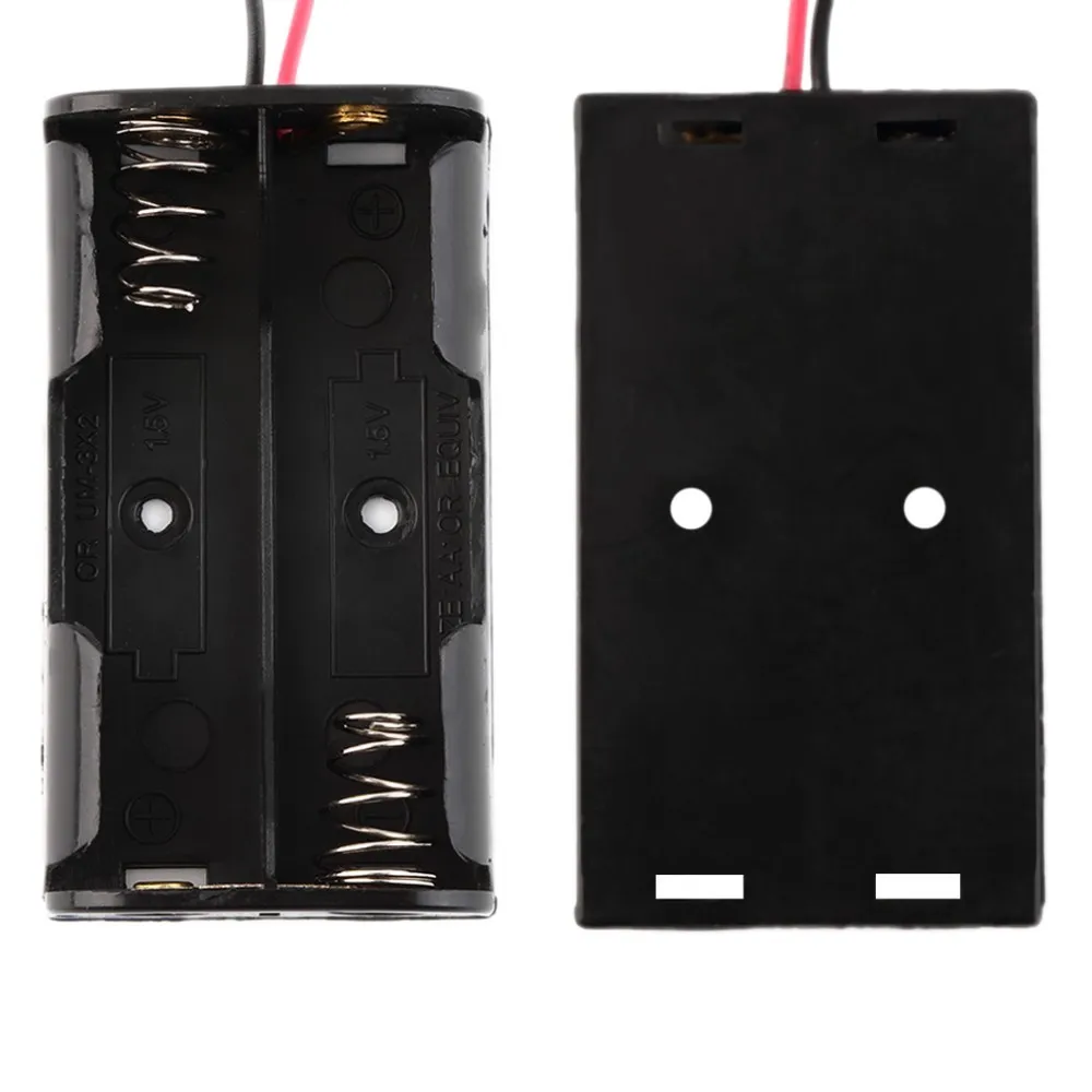 

MasterFire 40pcs/lot New Black Battery Storage Boxes Holder For 2 x AA With Wire Leads Plastic Battery Storage Case Cover