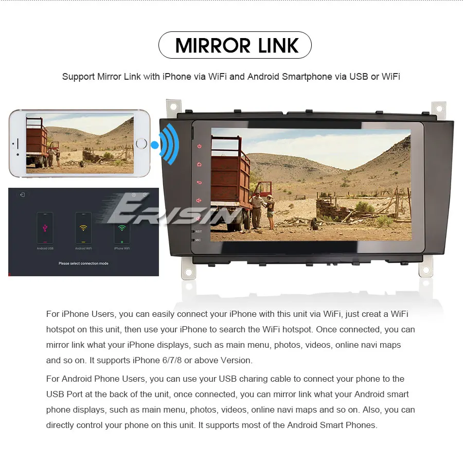 Sale Erisin ES2883C 8" New Android 8.1 Car Radio DAB+ 4G Wifi GPS DVR System for Benz CLK Class W209 W203 9