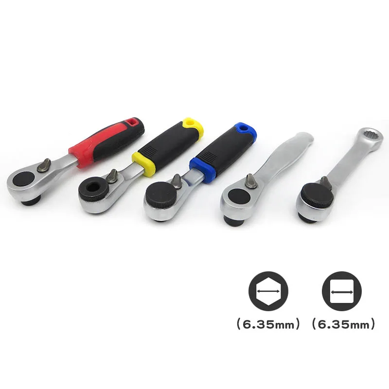 

Multifunctional 1/4" Socket Wrench Mini Torque Ratchet Wrenches Cr-V Steel Quick Release Ratchet Socket Adapter Wrenchs 5 Types
