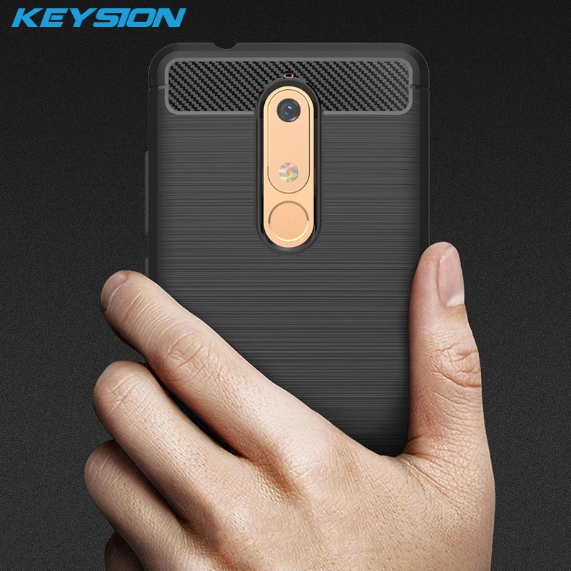 

KEYSION Phone Case for Nokia 2.1 3.1 5.1 Carbon Fiber Soft TPU Silicone Brushed Anti-knock Back Cover for NOKIA 5.1 3.1 2.1