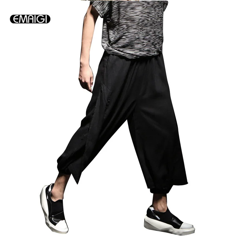 New Summer Male Casual Pant Men Harem Pants Linen Loose Fashion Loose ...