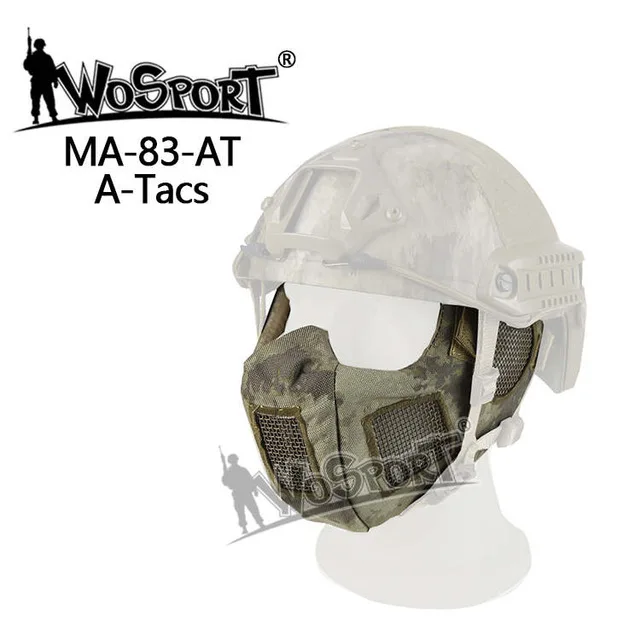 MA-83-AT WoSporT Металлическая стальная сетка пейнтбольная маска Половина лица Военная страйкбольная тактическая стрельба Защитная пейнтбольная маска шлем аксессуары - Цвет: MA-83-AT