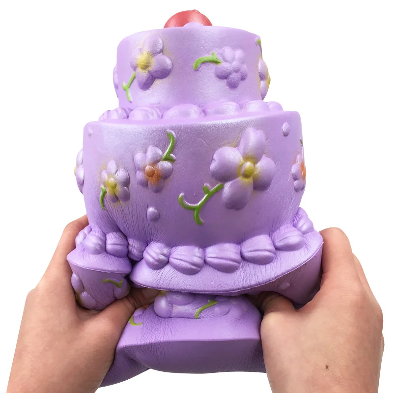 

Giant Squishies Jumbo Purple Follow Birthday Cake Three Layer Cream Scented Slow Rising Squeeze Toys Stress Reliever Toys Gift