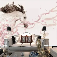 Modern Nordic style flowers white horse TV background wall wallpaper murals home decoration custom photo wallpaper Modern Nordic style flowers white horse TV background wall wallpaper murals home decoration custom photo wallpaper