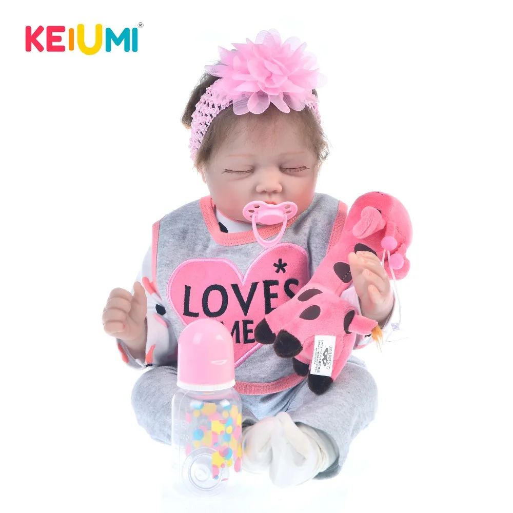

KEIUMI 22'' Realista Asleep Silicone Reborn Baby Doll Newborn Dolls Fashion Boy Toys Cloth Body For Children Best Birthday Gifts