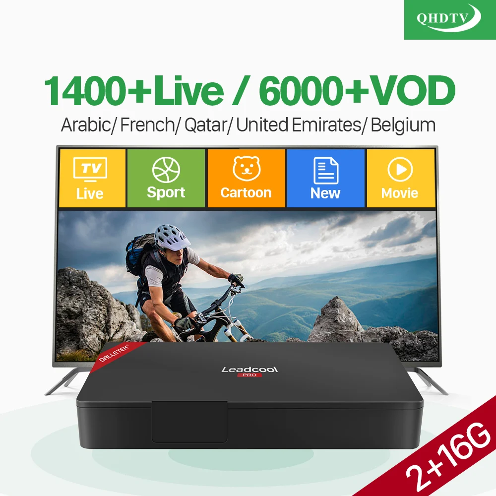 

Leadcool Pro S905X Smart Android Tv Box With Iptv Subscription QHDTV 1Year Code Arabic France Belgium Morocco Netherlands IP TV
