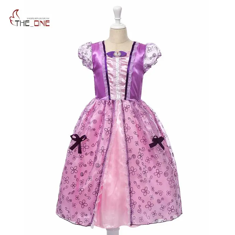 

MUABABY Girls Summer Dress Sofia Princess Cosplay Costume Short Puff Sleeve Children Birthday Evening Prom Dresses Clothing