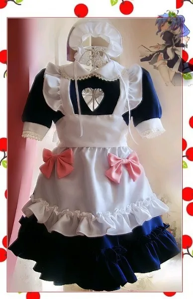 

Super Cute Girls Japanese Maid Dress Sexy Heart Shape Open Chest Lolita Cosplay Costume