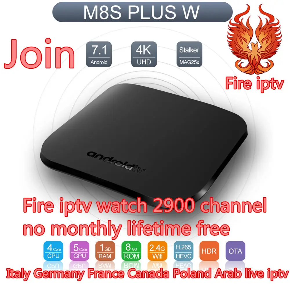 IP tv подписка пожизненная бесплатно M8S плюс Android tv Box Франция, Италия 2900 Бесплатные IPTV каналы m3u Европа арабский смарт-приставка