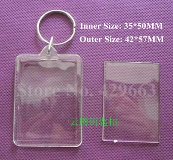 

1000pcs Large Rectangular Shaped Transparent Blank Photo Picture Frame Key Ring Split Ring keychain Gift For Men Women
