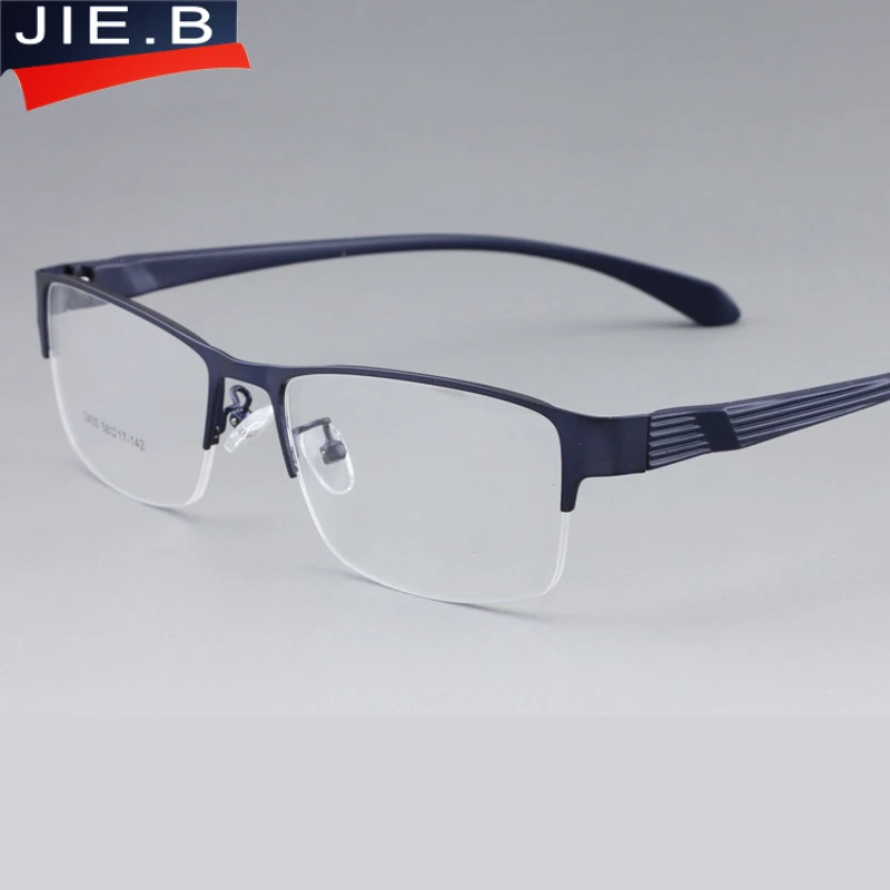 

JIE.B Square Wide Eyeglasses Frame Full Rim Men Optical Frame with Transparent Clear Lens Big Face Men Window Glasses Spectacle