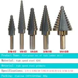 5 шт. бурильные долото алюминиевые инструменты для столярных английский лестница в коробке ступенчатый дрель сталь треугольный хвостовик