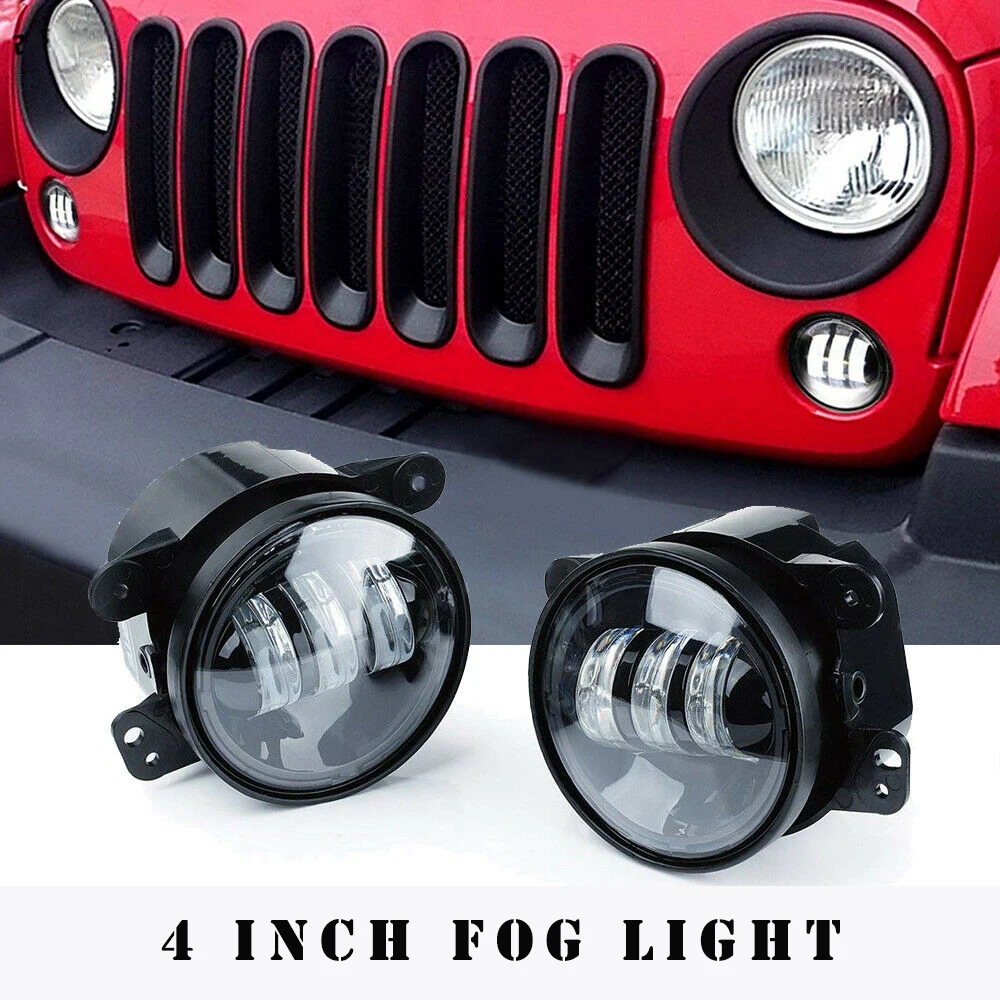 

2pcs Car Round LED Fog Lights 4 Inch Projector Lens DRL Fog Lamp for Jeep Wrangler for Dodge for Chrysler for Off-road