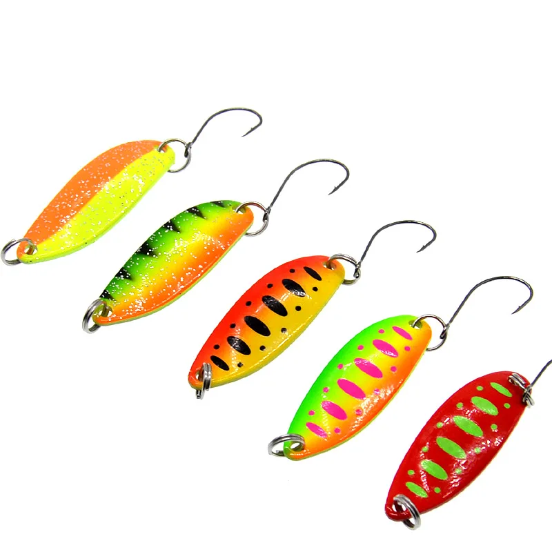 3.5g Spoon Lure Fishing 5 Pieces Bag Artificial Hard Lures Bait Small Fish Spoons Single Hook