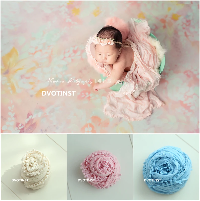 Реквизит для фотосъемки новорожденных Dvotinst обертывание кружевной фон одеяло