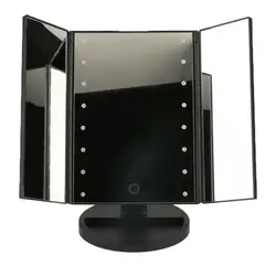 Портативный Три Складной Стол СВЕТОДИОДНЫЙ световой зеркало для макияжа Tool Kit косметическое зеркало Регулируемая столешница составляют