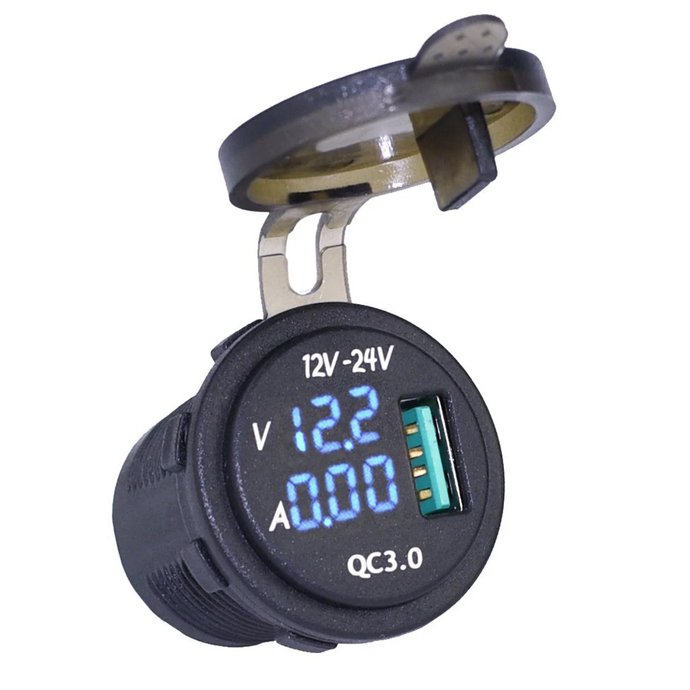 

DIY Waterproof QC 3.0 USB Charger Socket Digital Voltmeter Ammeter Monitoring for Car Boat Marine Rv Motorcycle