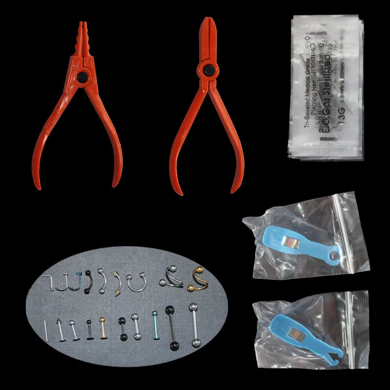 1pcs Disposable Body Piercing Kit Tools Pliers Forceps Needles