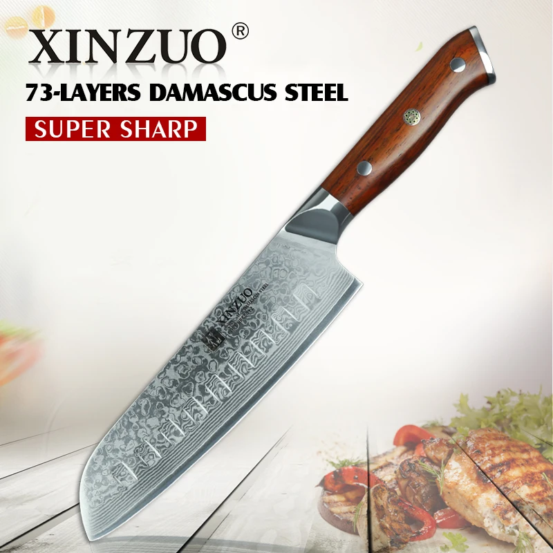 XINZUO 7 ''дюймовый Santoku Ножи японский Дамаск Сталь шеф повар Кухня