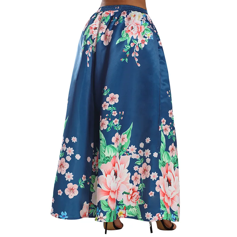 Navy-Coral-Floral-Elegant-Flared-Maxi-Skirt-LC65124-5-2