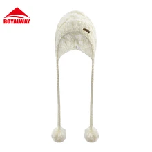 ROYALWAY женская уличная шапка зимние теплые вязаные шапки походные шапочки для кемпинга хлопковый бант Femme новое поступление# RPCL4550F