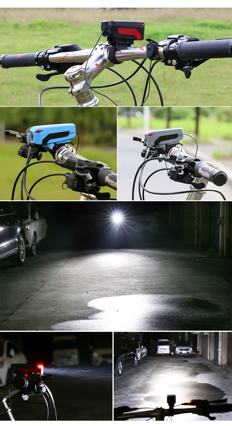 Top WHEEL UP Bike Bicycle Horn Headlight USB Rechargeable LED Lamp IPX5 350 Lumens Cycling Headlight With Horn Handlebar Flashlight 18