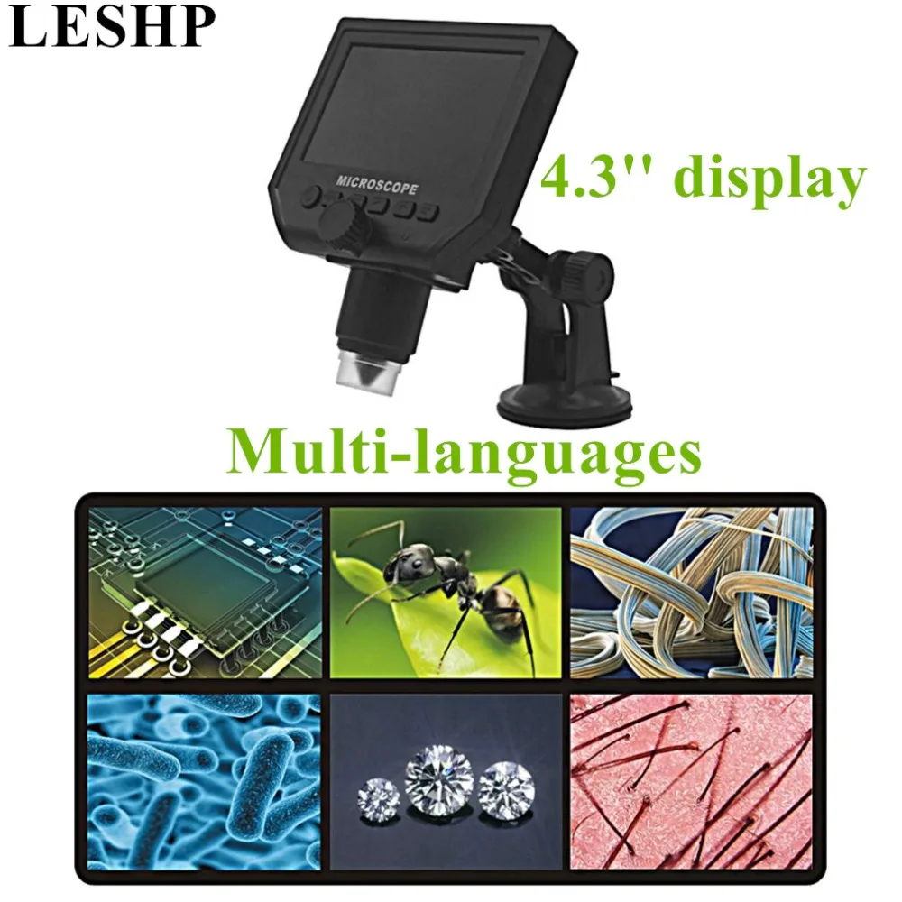 

LESHP HD Electronic Digital Microscope Portable 4.3" LCD Display 1-600X Magnification 3.6MP 1080P/720P Continuous Magnifier