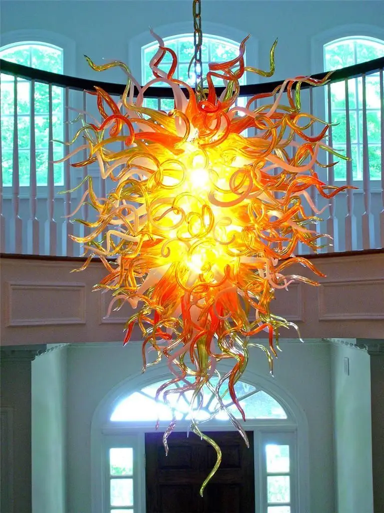 

Free Shipping Elegant Hotel Deco Modern Hand Blown Glass Murano Pendant Big Crystal Chandelier