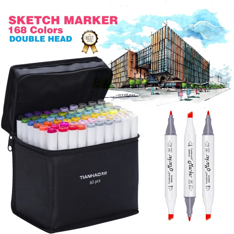 

Art Marker 168 Colors Copic Marker Alcoholic Based Mark pen Dual Head Sketch Brush Pen Copic marker set art supplies stationery