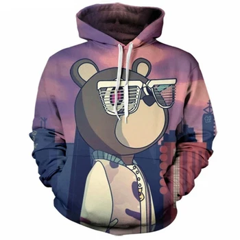 

Men/Women 3D Hoodies Casual Sweatshirt Kanye Graduation Print Funny Hoody Cute Cartoon Clothing Plus Size S-5XL