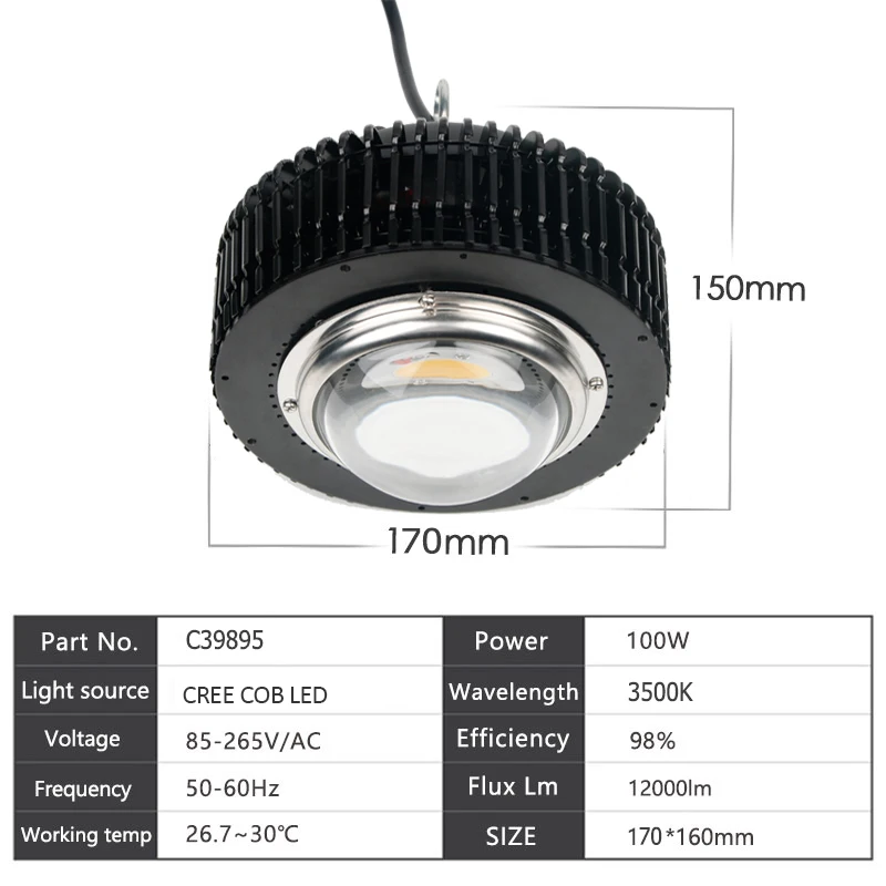 Светильник для выращивания тентов 3500K 100W COB светодиодный светильник для выращивания фитолампа полный спектр лампа для роста растений для комнатных саженцев светодиодный светильник для выращивания цветов